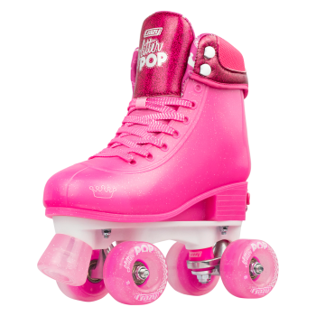 CRAZY Glitter Pink POP Adjustable Size J12-2 OR 3-6 Roller Skates